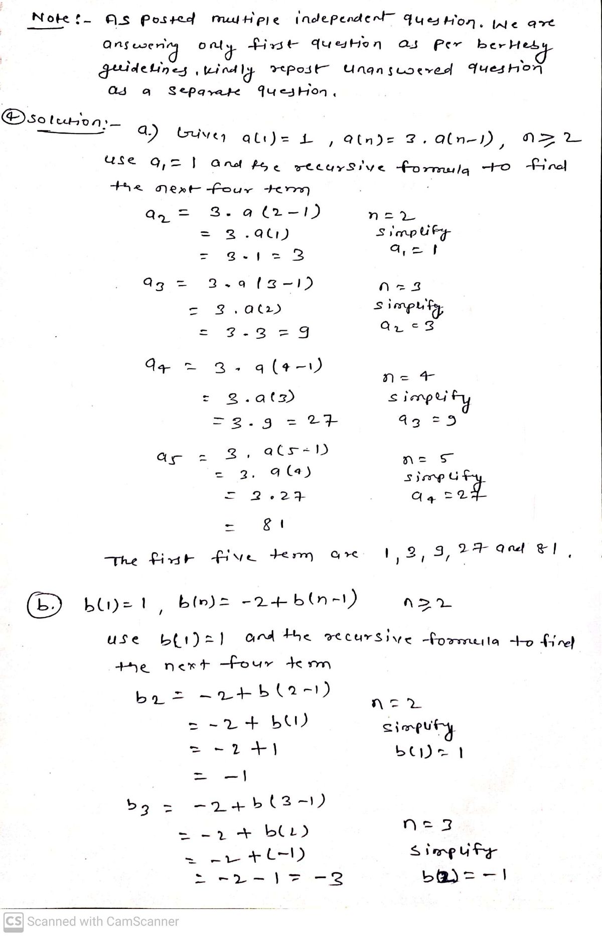 Algebra homework question answer, step 1, image 1